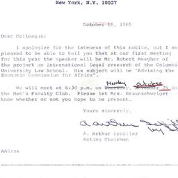 Announcements, 1965-10-18. ...