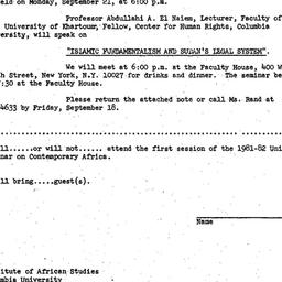 Announcements, 1981-09-21. ...
