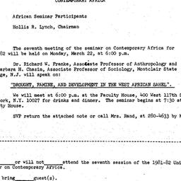 Announcements, 1982-03-22. ...