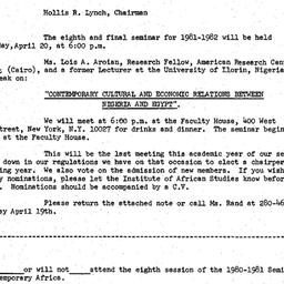 Announcements, 1982-04-20. ...