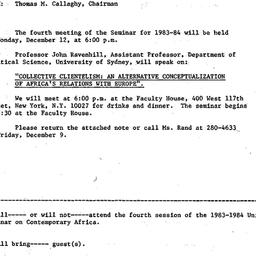 Announcements, 1983-11-22. ...