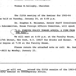 Announcements, 1984-01-09. ...