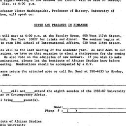Announcements, 1987-04-01. ...