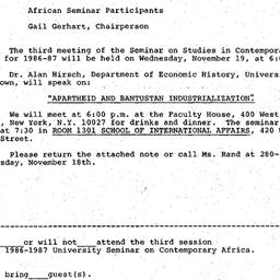 Announcements, 1986-11-19. ...
