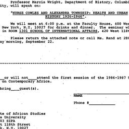 Announcements, 1986-09-15. ...
