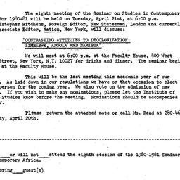Announcements, 1981-04-21. ...