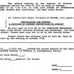 Announcements, 1992-09-28. ...