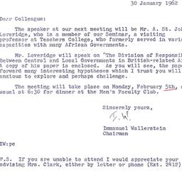 Announcements, 1962-01-30. ...