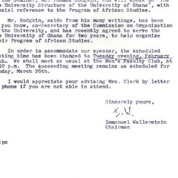 Announcements, 1962-02-16. ...