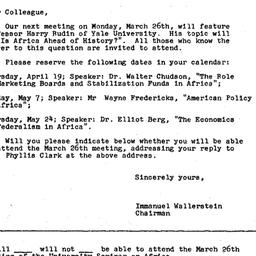 Announcements, 1962-03-26. ...