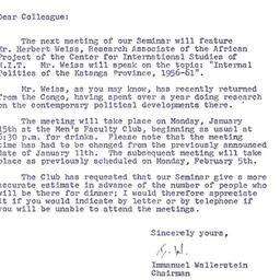 Announcements, 1962-01-03. ...