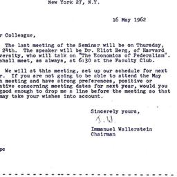Announcements, 1962-05-16. ...