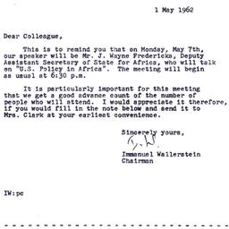 Announcements, 1962-05-01. ...