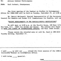 Announcements, 1988-09-13. ...