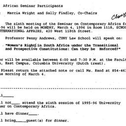 Announcements, 1996-03-04. ...