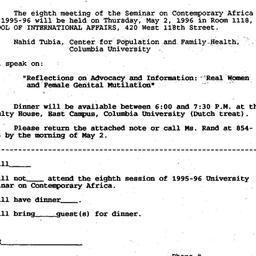 Announcements, 1996-05-02. ...