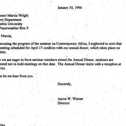 Correspondence, 1996-01-30....