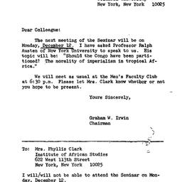 Announcements, 1966-12-12. ...