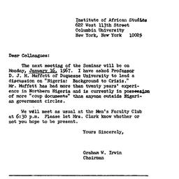 Announcements, 1967-01-16. ...