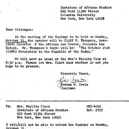 Announcements, 1966-10-31. ...