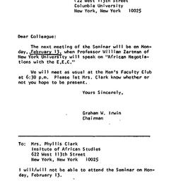 Announcements, 1967-02-13. ...