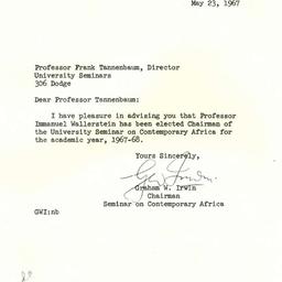 Correspondence, 1967-05-23....