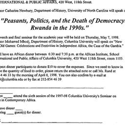 Announcements, 1998-04-21. ...