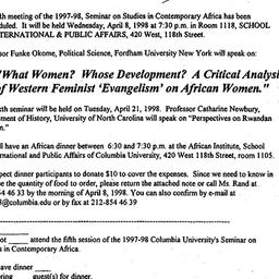 Announcements, 1998-04-08. ...