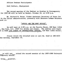 Announcements, 1987-10-05. ...