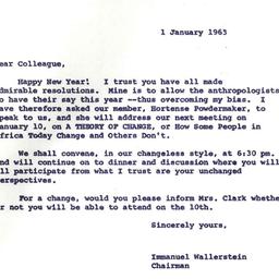 Announcements, 1963-01-01. ...