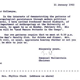 Announcements, 1963-01-21. ...