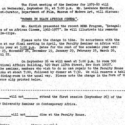 Announcements, 1979-09-26. ...