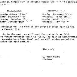 Announcements, 1969-09-29. ...