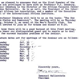Announcements, 1960-09-26. ...