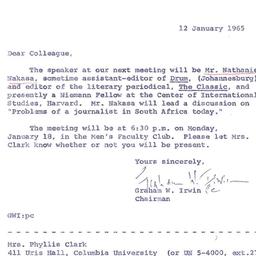 Announcements, 1965-01-12. ...