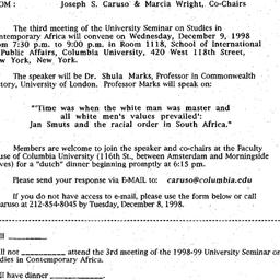 Announcements, 1998-12-01. ...