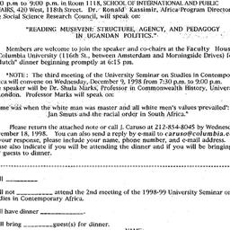 Announcements, 1998-11-06. ...