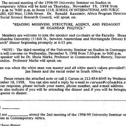 Announcements, 1998-11-06. ...