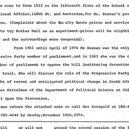 Announcements, 1974-11-21. ...
