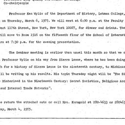 Announcements, 1975-03-06. ...