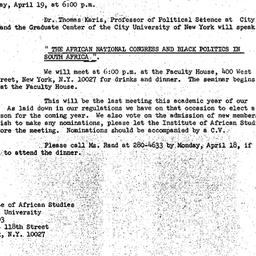 Announcements, 1983-04-19. ...