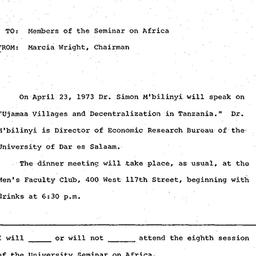 Announcements, 1973-04-23. ...
