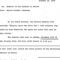 Announcements, 1972-10-31. ...