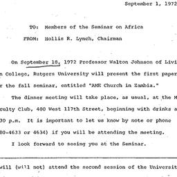 Announcements, 1972-09-01. ...