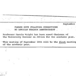 Announcements, 1972-09-05. ...