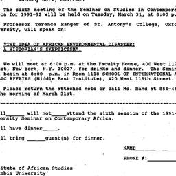 Announcements, 1992-03-06. ...