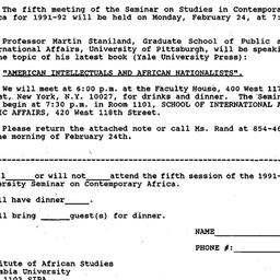 Announcements, 1992-01-29. ...