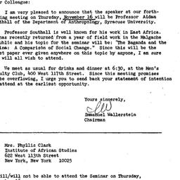 Announcements, 1967-11-07. ...