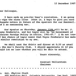 Announcements, 1967-12-06. ...
