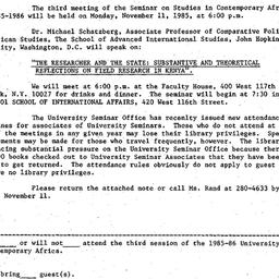 Announcements, 1985-10-25. ...